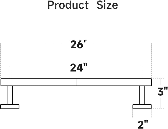 Brushed Nickel Towel Bar, 24-Inch Towel Rack for Bathroom Wall Mounted, Thicken Stainless Steel Towel Rod Modern Home Decor (Total Length 26-Inch)