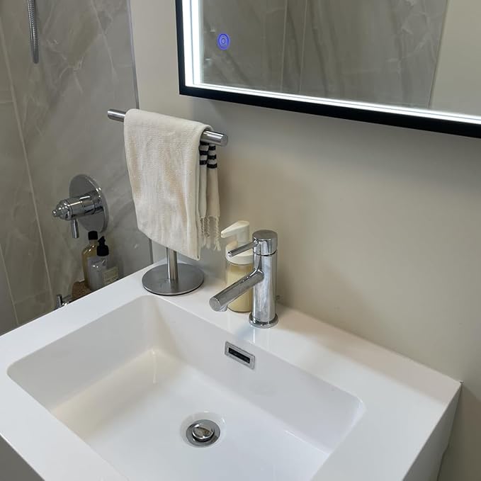 Bath Hand Towel Holder Standing, T-Shape Towel Bar Rack Stand, Stainless Steel Brushed Finish,Tower Bar for Bathroom Kitchen Vanity Countertop
