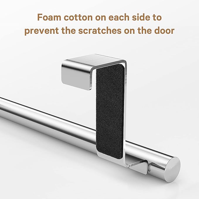 Stainless Steel Over Door Towel Rack Bar Holders for Universal Fit on Over Cabinet Cupboard Doors 2 Pack (Sliver)