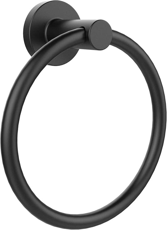 Towel Holder for Bathroom Wall Matte Black Towel Ring Stainless Steel Hand Towel Holder Heavy Duty Towel Hanger for Bath, Kitchen