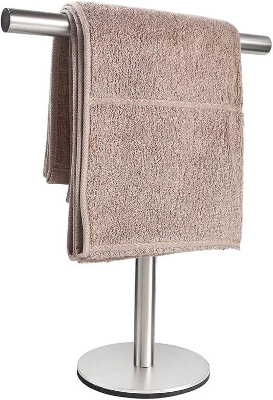 Bath Hand Towel Holder Standing, T-Shape Towel Bar Rack Stand,  Stainless Steel Brushed Finish,Tower Bar for Bathroom Kitchen Vanity Countertop