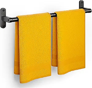 Towel Rack for Bathroom - 24" Rustproof Towel Holder, Sturdy Towel Bar Wall Mounted, Space-Saving Towel Hanger, Bathroom Accessories, Home Decor, Apparment Essentials, Black